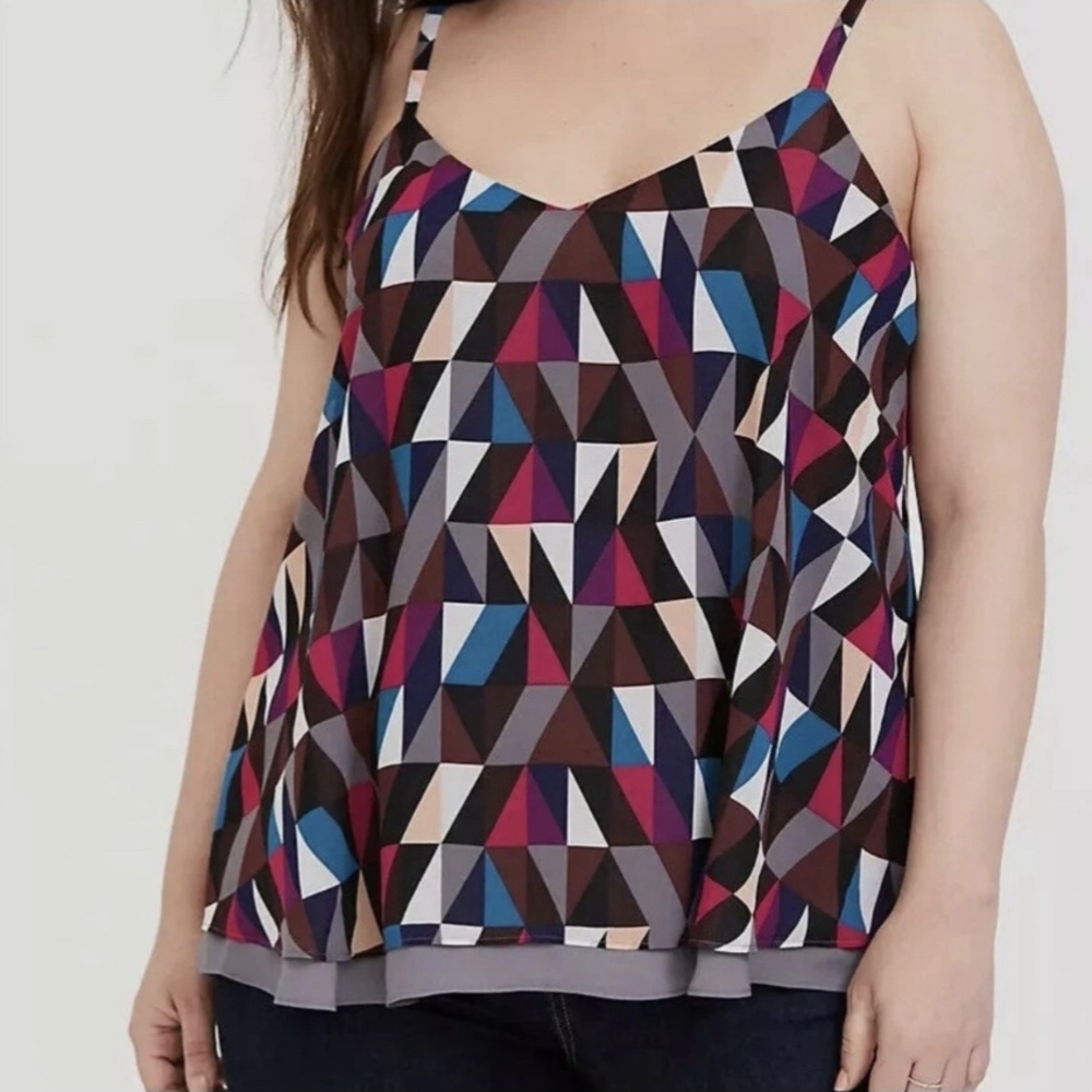 Torrid Sophie Geo Chiffon Double Layer Swing Cami Tank Top Plus Size